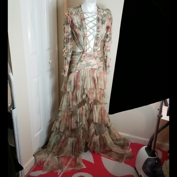 Raise vanessa floral tier draped ruffle gown - Picture 8 of 16